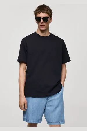 MANGO Camiseta Reta Lisa Preta