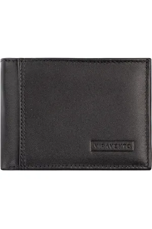 Vira Vento Carteira masculina de couro italiano Tyler 8,5x11,5cm - Preta