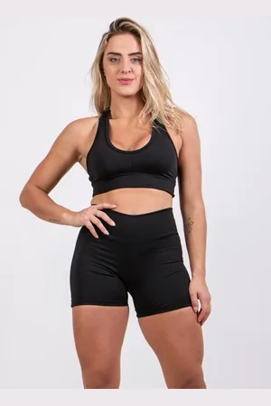 4 Estações Conjunto Feminino Fitness Top Nadador Suplex e Short Curto Legging Liso Treino Academia