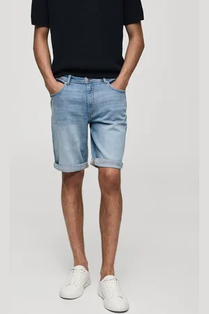 MANGO Bermuda Jeans Reta Dobra