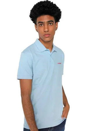 Colcci Polo Masculina Piquet Pink Logo Azul Claro Incolor