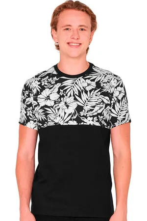 Aeropostale Camiseta Masculina Duo Flowers Preta