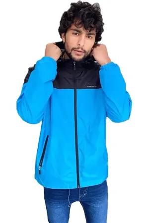 Aeropostale Jaqueta Masculina Corta-Vento Lettering Duo Azul Claro/Preto Incolor