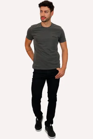Ellus Camiseta Masculina Cotton Fine Grunge Gothic Classic Chumbo Mescla