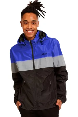 Aeropostale Jaqueta Masculina Corta-Vento A87 Original Brand Azul Royal/ Preta Incolor