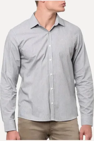 Calvin Klein Camisa Masculina Regular Fit Micro Stripes Preta