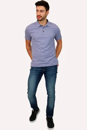 Ellus Polo Masculina Piquet Classic Easa Blue Vintage Azul Incolor