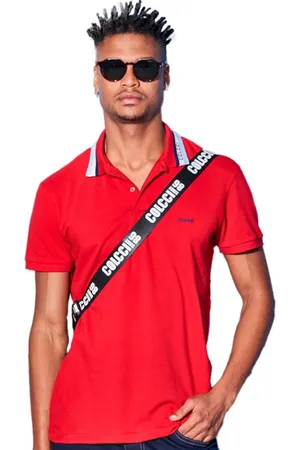 Colcci Polo Masculina Piquet Stripes Logo Collar Vermelha