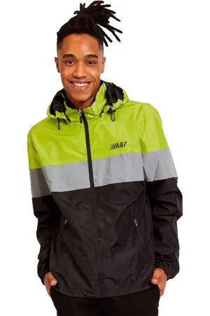 Aeropostale Jaqueta Masculina Corta-Vento A87 Original Brand Verde Limão/ Preta Incolor