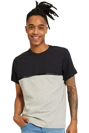 Aeropostale Camiseta Masculina Colorblock Chest Tape Preta/Cinza Mescla