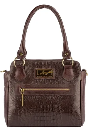 Andrea Vinci Bolsa de couro croco Amélia - Café