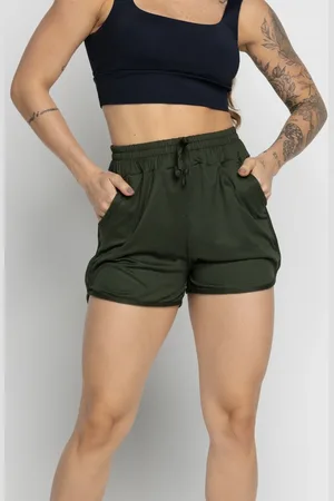 VEKYO Short Com Bolso Feminino Moda Praia Piscina Verão Fitness Escuro