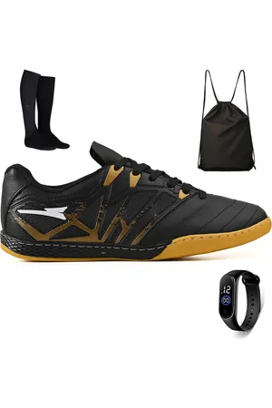 CALCADOS LGHT LIGHT Kit Chuteira Futsal Masculina Bico de Couro + Mochila + Meião e Relogio Adulto