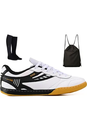 CALCADOS LGHT LIGHT Kit Chuteira Futsal Couro Futebol Salao Quadra + Mochila + Meião Adulto