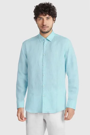 Aramis Camisa Manga Longa Slim Linho Irlandês Aqua - G
