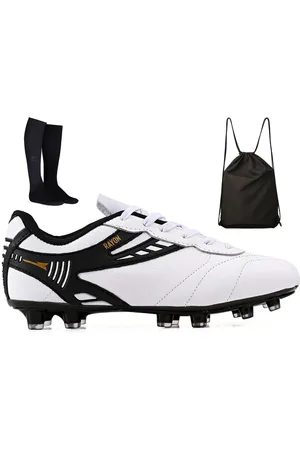 CALCADOS LGHT LIGHT Kit Chuteira Futebol Campo em Couro Trava Gramado + Mochila + Meião + Relogio Adulto