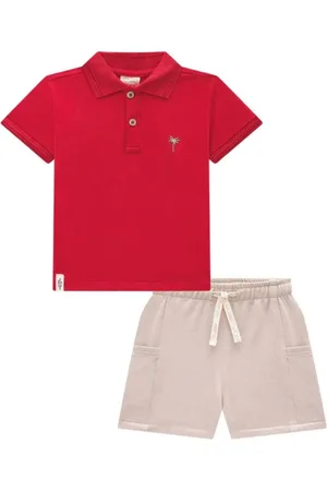 Luc.Boo Infantil - Conjunto de Camisa Polo em Piquet e Bermuda Jeans 75214 LucBoo