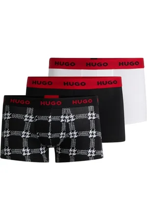 HUGO BOSS Três Cuecas Boxer De Algodão Elástico Com Cós Com Logo