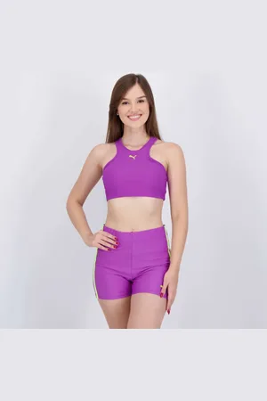 PUMA Top Gym To Swim Feminino Roxo e Verde