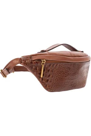 Andrea Vinci Pochete feminina grande de couro croco Dália - Whisky