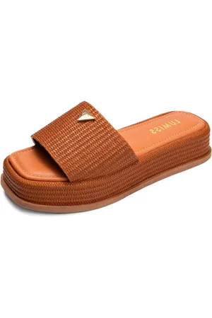 Lumiss Tamanco Feminino Sandália Flatform Confortável Juta