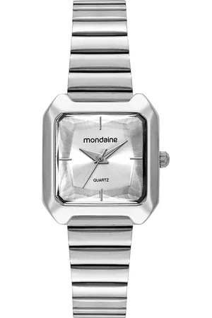 Mondaine Relógio Feminino Quadrado Vidro Facetado