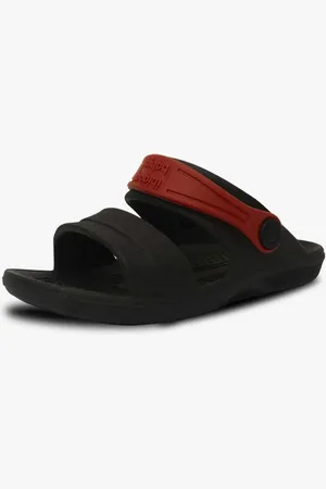 Pópidí Infantil - Sandalia Papete Masculina Pópidi Babuche Menino Preto com Vermelho
