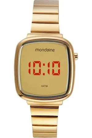 Mondaine Relógio Feminino Digital Quadrado Espelhado Led Prata