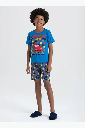 Molekada Pijama Verão Menino Camiseta e Bermuda Carro de Corrida