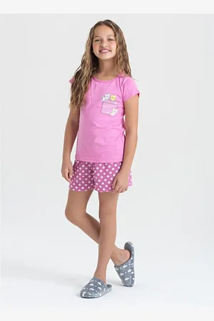 Molekada Pijama Verão Menina Poema Blusa e Shorts Gatinhos