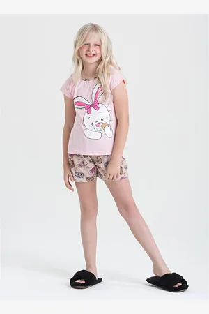 Molekada Pijama Verão Menina Blusa e Shorts Coelinha