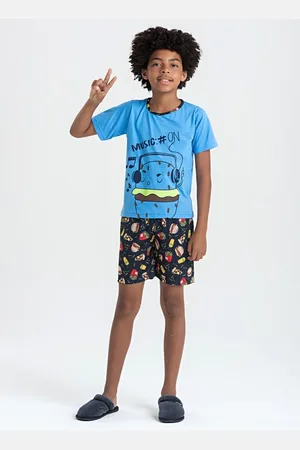 Molekada Pijama Verão Menino Horizonte Camiseta e Bermuda Music