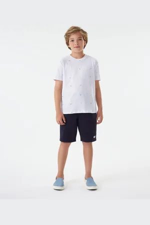 Onda Marinha Infantil - Conjunto Camiseta Flamê e Bermuda em Sarja Masculino