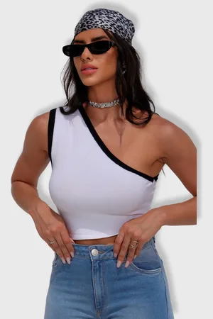 Revanche Blusa De Tricot Cropped Ombro Só Feminina Hasselt
