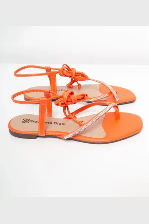 Select Sandália Feminina De Amarração E Strass