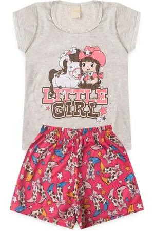Molekada Pijama Verão Menina Mescla Blusa e Shorts Boiadeira