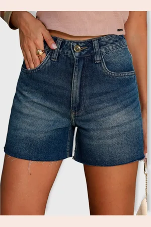 Revanche Shorts Jeans Mom Barra Corte A Fio Feminino Baraguá