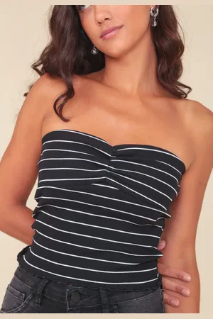 Pop Me Blusa Decote Reto em Ribana Listrada