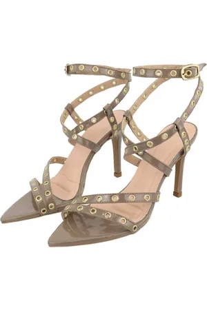 Flor da Pele Sandália Feminina Salto E Bico Fino 6019 Napa Taupe Taupe/ -claro