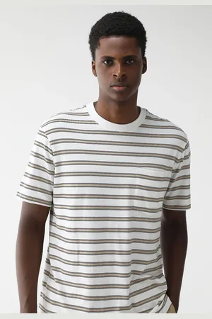 GAP Camiseta Reta Listrada Off-White
