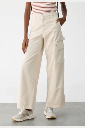 GAP Calça Jeans Wide Leg Cargo Off-White