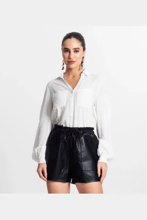 Select Camisa Feminina Com Bolsos Manga Longa