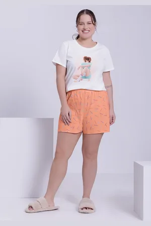 Lunender Pijama Plus Size Estampado em Malha com Blusa e Shorts