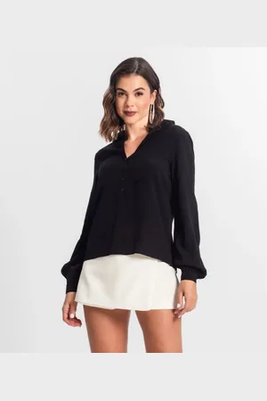 Select Camisa Feminina Com Bolsos Manga Longa