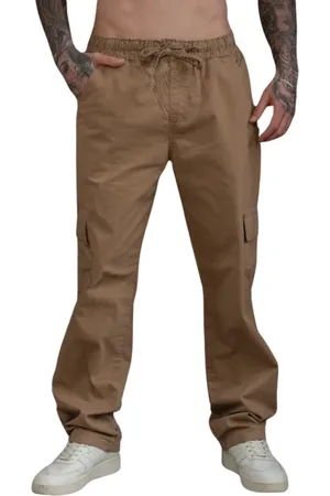 Alleppo Jeans Calça Cargo Masculina Com Elástico na Cintura