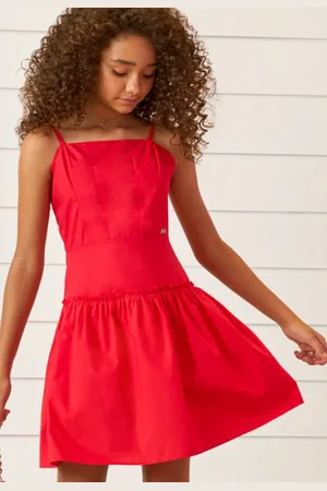Vic&Vicky Infantil - Vestido Juvenil Strass Vermelho Vanilla Cream 10 Vermelho