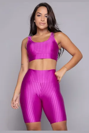 VEKYO Conjunto Fitness Top Bojo Removível e Bermuda New Zig 3D
