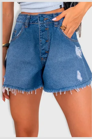 Revanche Shorts Jeans Gode Barra Cortada Feminino Mallabia