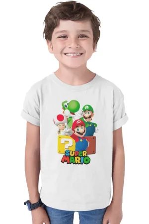 ROMEU E JULIETA SHOES Infantil - Camiseta Manga Curta Estampada Algodão Video Game Nintendo Mario Bros