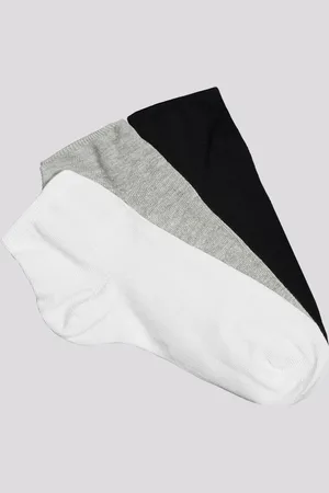 Selene Kit Meia 3 Pares Cano Curto Feminino Branca Preta e Cinza